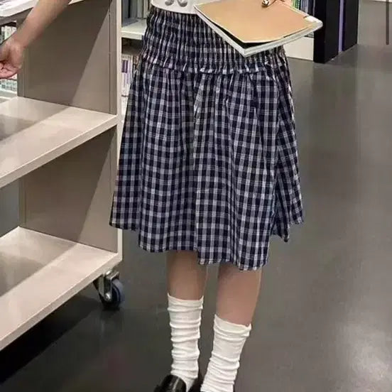 [BUNJANG] Checkered Flare Midi Skirt / 체크무늬 플레어 스커트