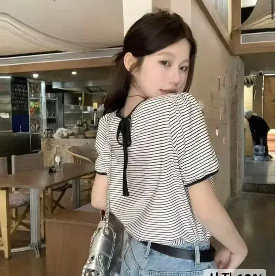 [BUNJANG] DAZ Striped Short-Sleeve T-Shirt (M) / 데이즈 스트라이프 반팔 티셔츠
