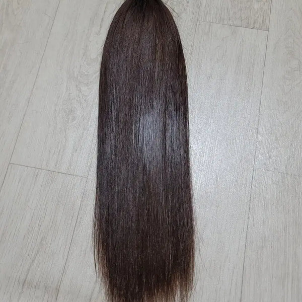 [BUNJANG] 16-inch Dark Brown Natural Hair Extensions (218 Strands) / 붙임머리 노팁천연모 16인치 218가닥