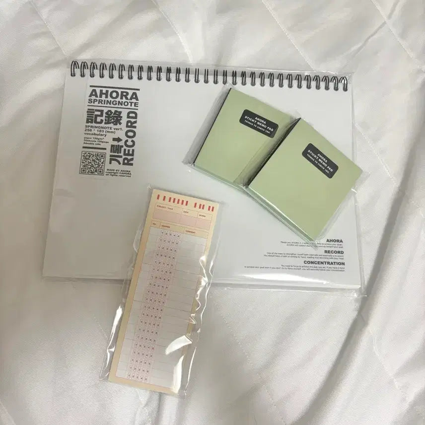 [BUNJANG] AORA Stationery Spring Notebook Voca, OMR Sticky Notes Set / 아오라문구 스프링노트 보카, OMR 포스트잇 2개 일괄