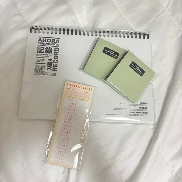 [BUNJANG] AORA Stationery Spring Notebook Voca, OMR Sticky Notes Set / 아오라문구 스프링노트 보카, OMR 포스트잇 2개 일괄