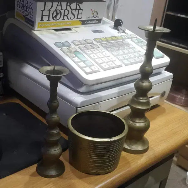 [BUNJANG] Antique Brass Candlestick and Incense Burner Set / 1950 동촛대와 향로