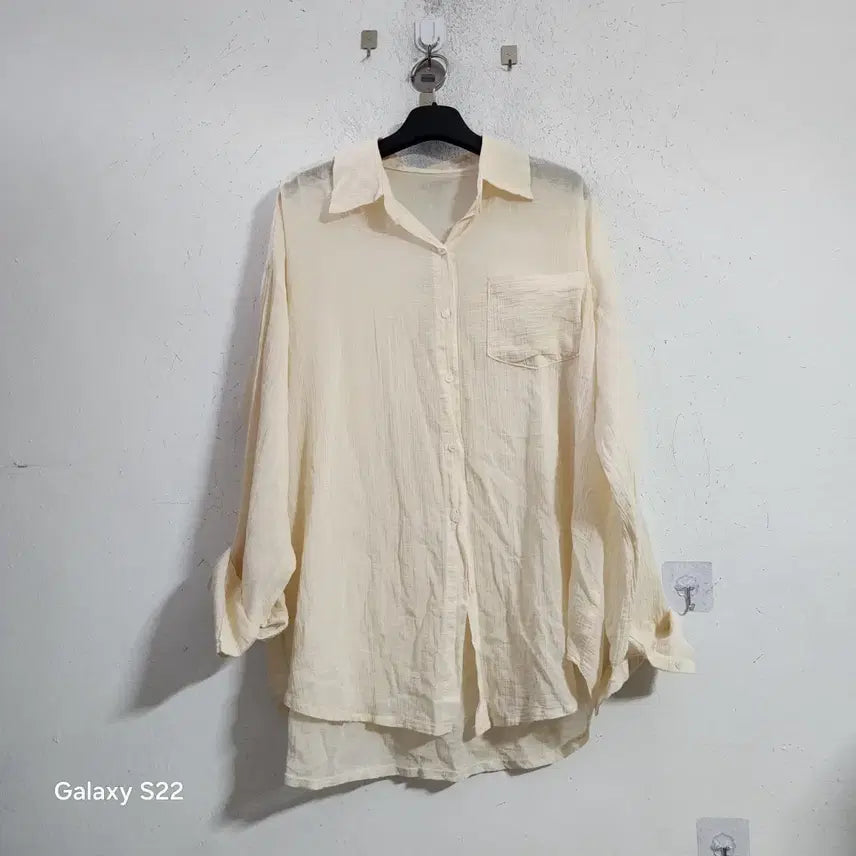 [BUNJANG] Women's Summer Shirt - Ivory / 여성 여름 셔츠 아이보리색