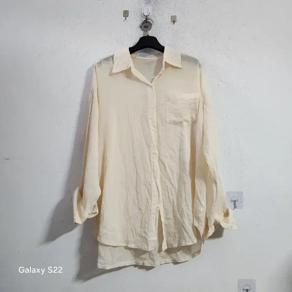 [BUNJANG] Women's Summer Shirt - Ivory / 여성 여름 셔츠 아이보리색
