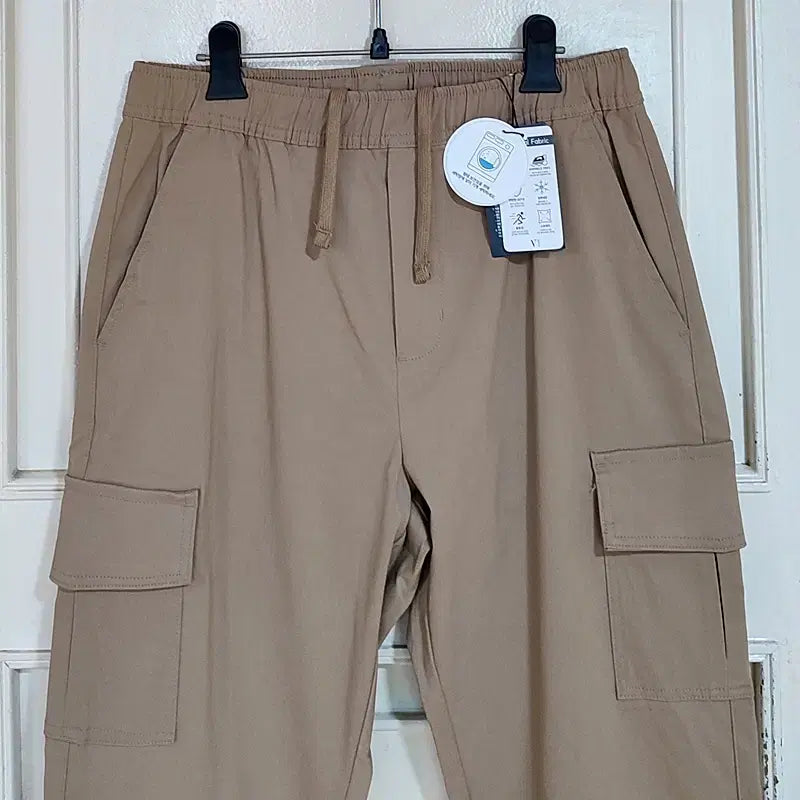 [BUNJANG] Men's Cargo Tapered Pants Beige Spandex Elastic Waist Summer / 여름 카고팬츠34 베이지 밴딩 스판 바지 팬츠 테이퍼드 새상품
