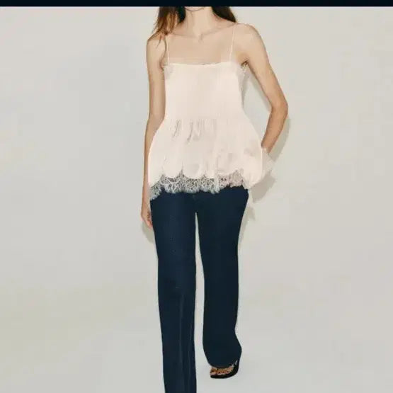 [BUNJANG] Zara Lace Trim Satin Camisole XS / 자라 레이스 트림 새틴 캐미솔 xs(황금 사이즈)