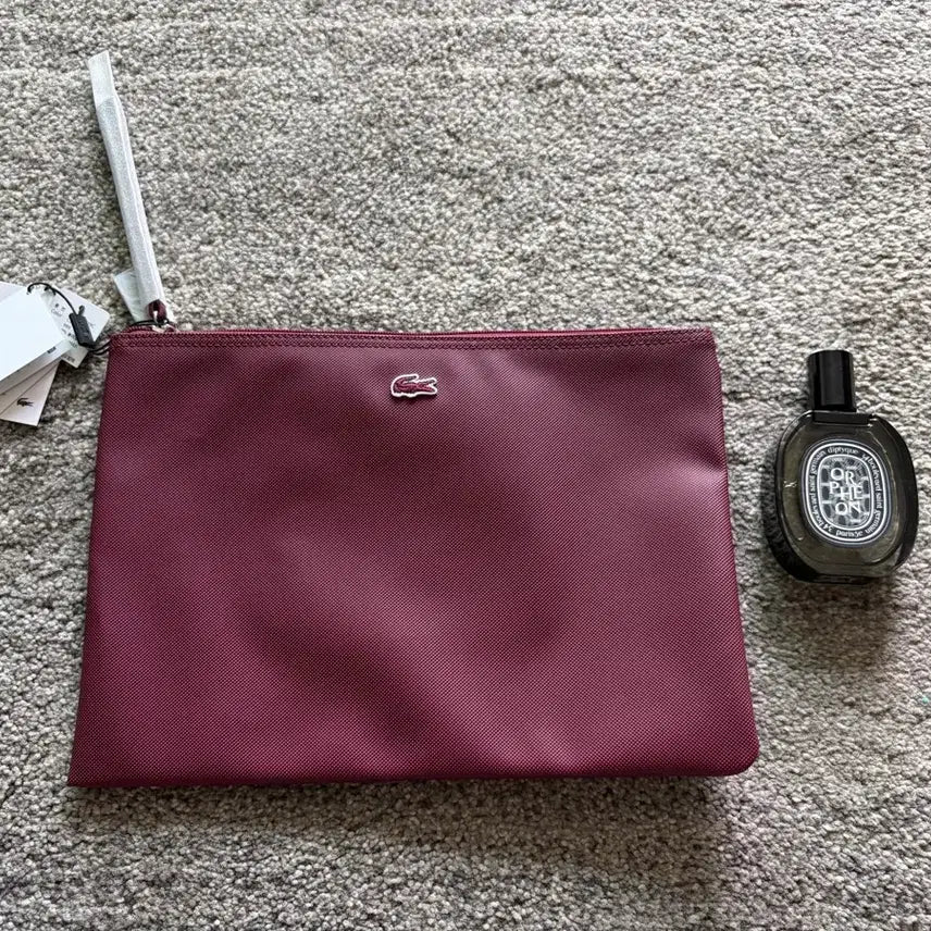 [BUNJANG] Lacoste Classic PVC Clutch Bag Dark Wine / 새상품 라코스테 클래식 pvc 클러치백