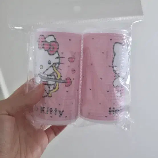 [BUNJANG] Hello Kitty Pink Pattern Hair Rollers (Set of 2) / 헬로키티 핑크 패턴 헤어 롤 2개 판매합미다