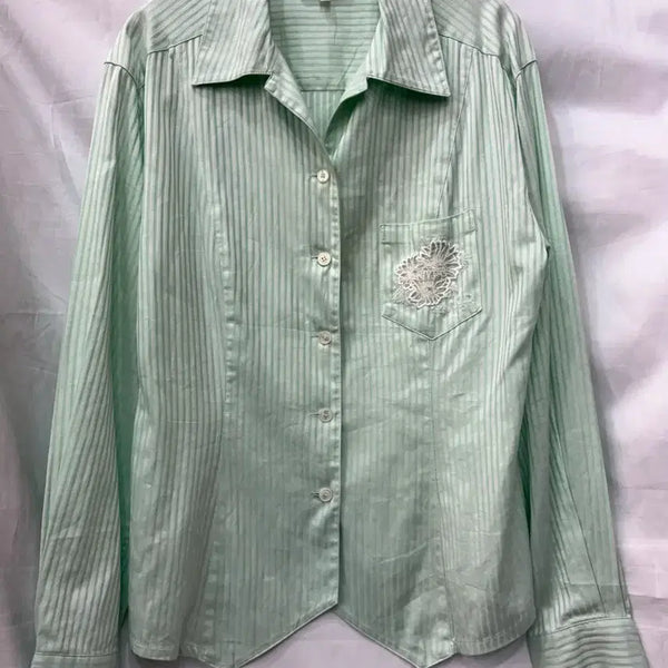 [BUNJANG] Christian Dior Striped Embroidered Shirt / 정품) 크리스찬 디올 스트라이프 셔츠 55~66사이즈