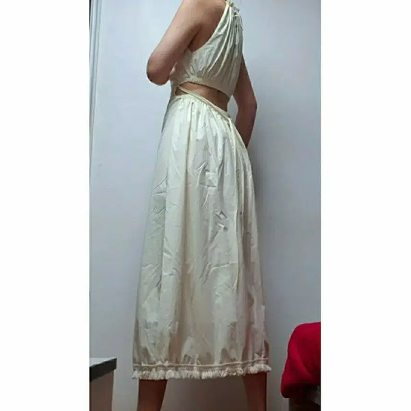 [BUNJANG] Pastel Lemon Halterneck Maxi Dress / (새상품) 홀터넥 파스텔레몬 롱 원피스 / 마른55~정66가능