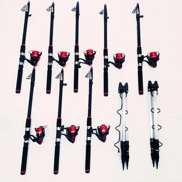 [BUNJANG] Surf Casting Rod 360 (8pcs) + 4000 Reel (8pcs) + Line + Tripod Stands (2pcs) / 원투낚시대360 8대+4000번릴 8대+릴줄+삼각받침대 2개