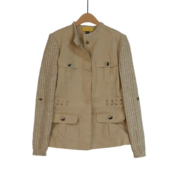 [BUNJANG] ST. JOHN Beige Knit Mix Luxury Jacket / ST.JOHN 자켓 6 베이지 니트 배색 럭셔리 자켓