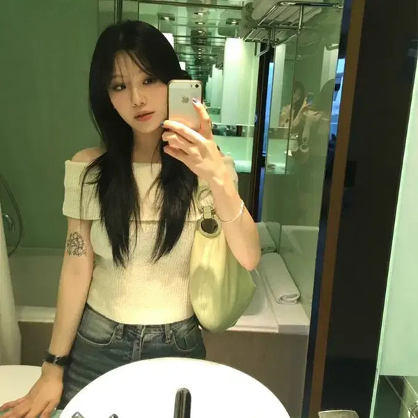 [BUNJANG] Our Cabinet Linen Off-Shoulder Top Beige / 아워캐비넷 린넨 오프숄더 베이지