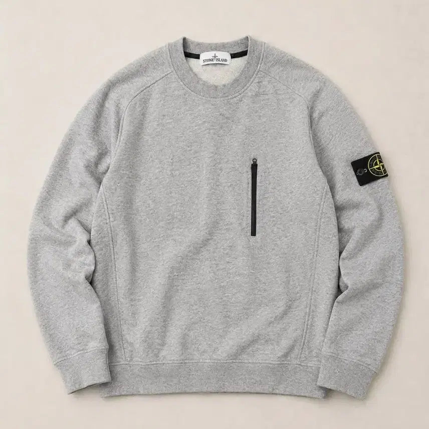 [BUNJANG] Stone Island Chest Zipper Patch Grey Sweatshirt / Stone Island 스톤아일랜드 체스트 지퍼 와펜 그레이 맨투맨