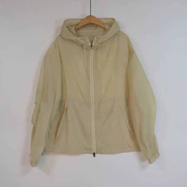 [BUNJANG] MENTO Hooded Windbreaker Lightweight Woven Jacket - Ivory / MENTO 후드 바람막이 프리 아이보리 경량 우븐 자켓