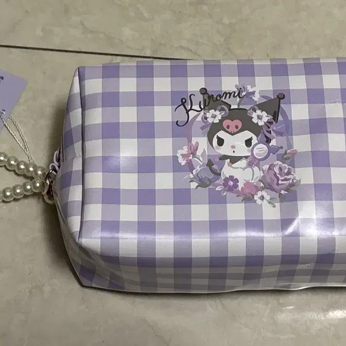 [BUNJANG] Sanrio Kuromi Check Pouch / 산리오 쿠로미 체크 파우치