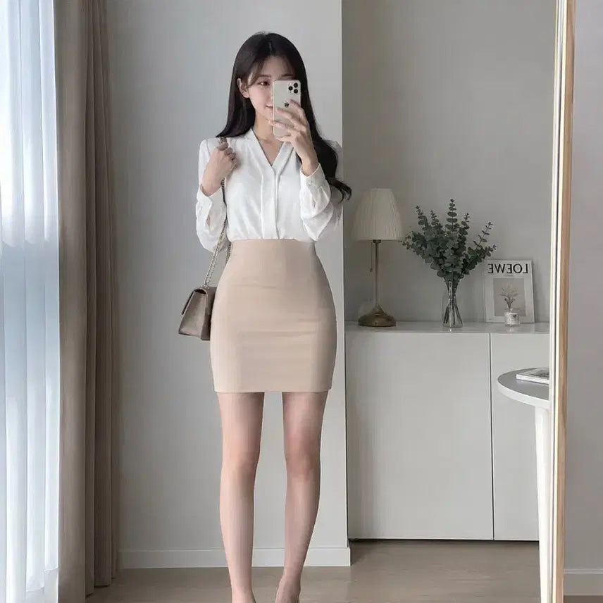 [BUNJANG] Beige H-Line Midi Skirt / H 스커트