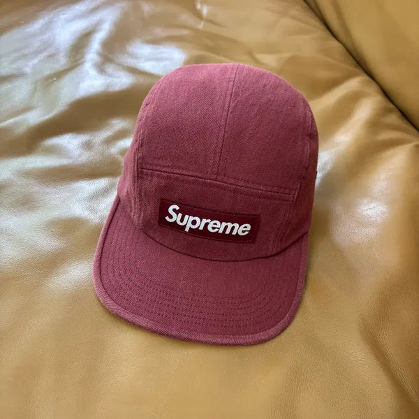 [BUNJANG] Supreme Washed Denim Box Logo Camp Cap Red 24FW / 슈프림 캠프캡 모자 박스로고 워시드 데님 레드 24FW