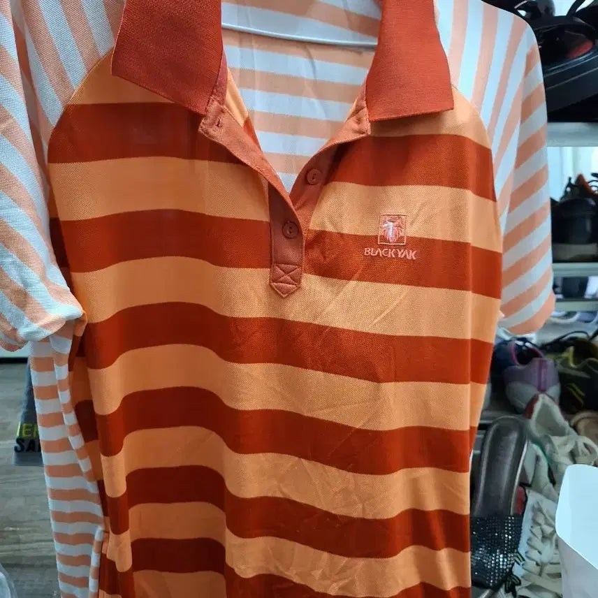 [BUNJANG] Blackyak Striped Short-Sleeve Polo Shirt (Size 105) / 블랙야크 스트라이프 반팔 카라티셔츠105
