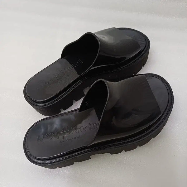 [BUNJANG] N21 Kartell Platform Wedge Sandals Black / N21 카르텔 슬리퍼 샌들 225 230 통굽 키높이 블랙 사랑봉봉