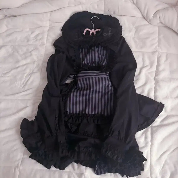 [BUNJANG] Dimmoire Jell-Made Black Subculture Lolita Dress Set - Size M / dimmoire 딤모아르 절메이드 블랙  M사이즈 지뢰계 양산형 서브컬쳐