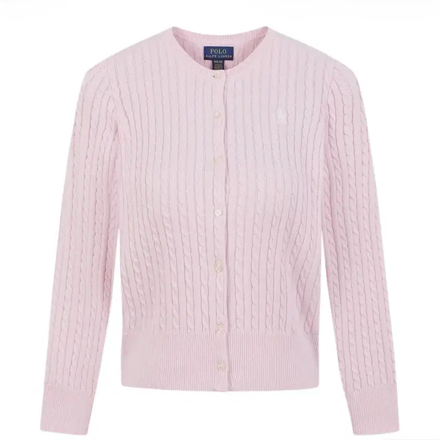 [BUNJANG] Polo Ralph Lauren Girls Cable Knit Cardigan Pink XL / [XL] 폴로 랄프로렌 걸즈 케이블 니트 가디건 핑크