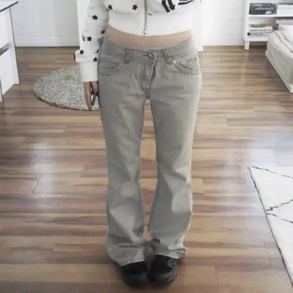 [BUNJANG] GaengGaeng Shop AZ Cotton Pants Bootcut Beige M / 갱갱샵 애즈 부츠컷 코튼 팬츠 플레이어