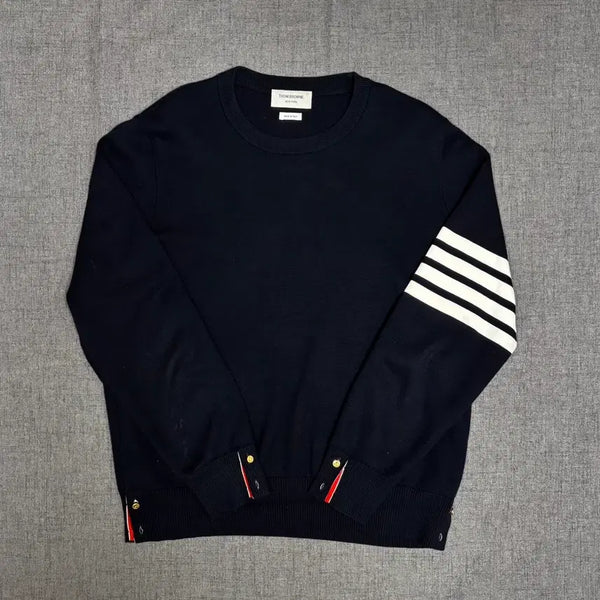 [BUNJANG] Thom Browne Milano Gold Bar Stitched Diagonal Crewneck Pullover Knit / 톰브라운 밀라노 금장 스티치 사선 크루넥 풀오버 니트