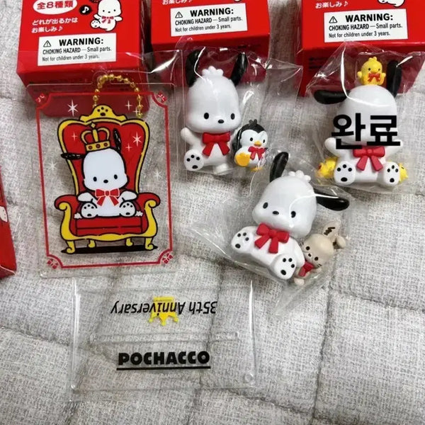 [BUNJANG] Sanrio Pochacco 35th Anniversary Red Ribbon Gacha Acrylic Charm/Figure / [새상품] 산리오 포챠코 35주년 레드리본 가챠 아크릴 키링,피규어