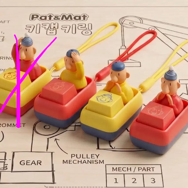 [BUNJANG] Pat & Mat Keycap Keyring / 패트와 매트 키캡 키링
