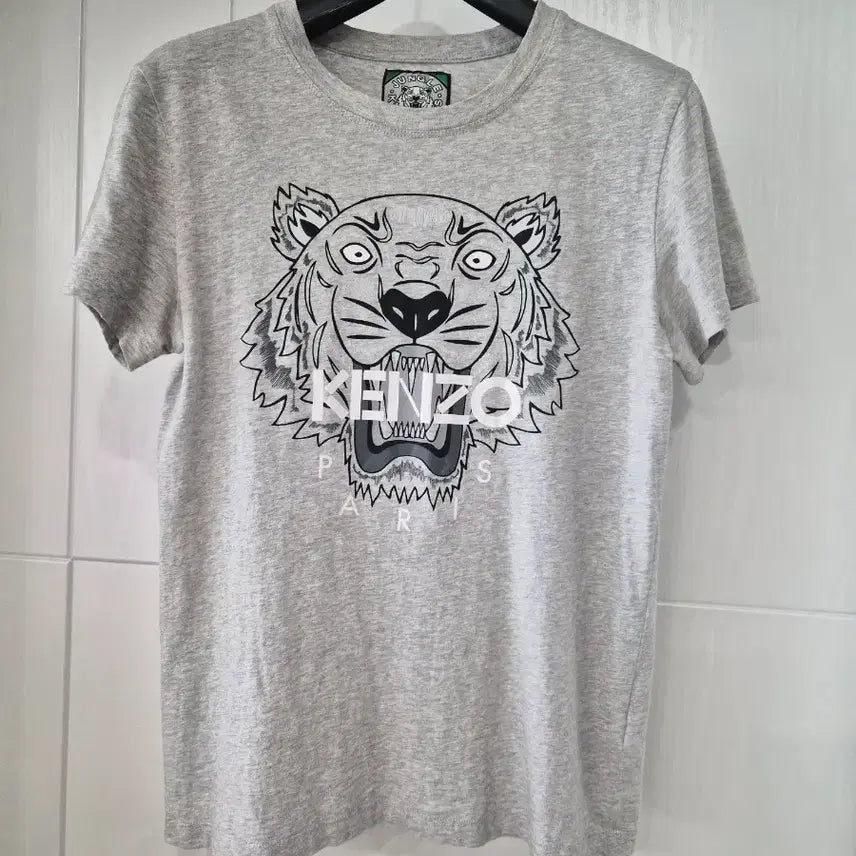 [BUNJANG] Kenzo Tiger Patch Short Sleeve T-Shirt Grey / 겐조 타이거 반팔 티셔츠 그레이