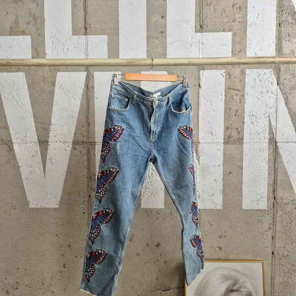 [BUNJANG] Maje Butterfly Print Jeans / 마쥬 나비 프린팅 청바지(PT2