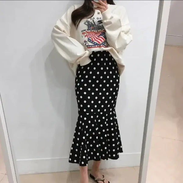 [BUNJANG] Polka Dot Mermaid Banding Skirt / 땡땡이 머메이드 밴딩스커트
