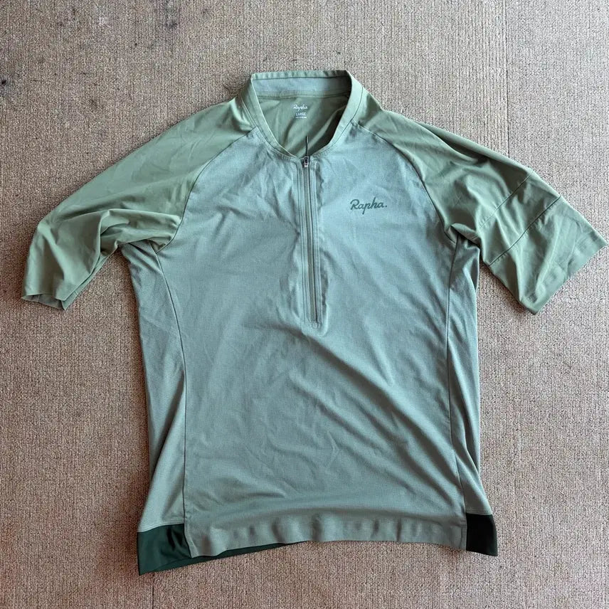 [BUNJANG] Rapha Explore Zip Neck Technical T-shirt Olive Green L / 라파 익스플로어 집넥 테크니컬 티셔츠 L