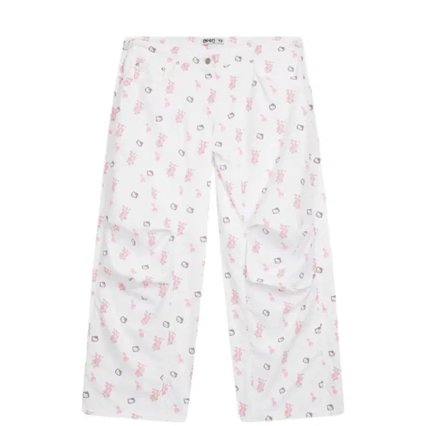 [BUNJANG] Open YY x Hello Kitty Parachute Pants White Size 1 / 오픈 와이와이 키티 팬츠 화이트 1