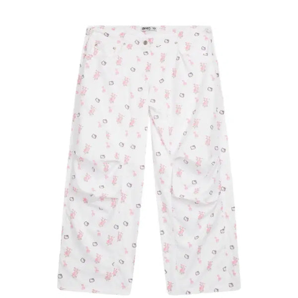 [BUNJANG] Open YY x Hello Kitty Parachute Pants White Size 1 / 오픈 와이와이 키티 팬츠 화이트 1