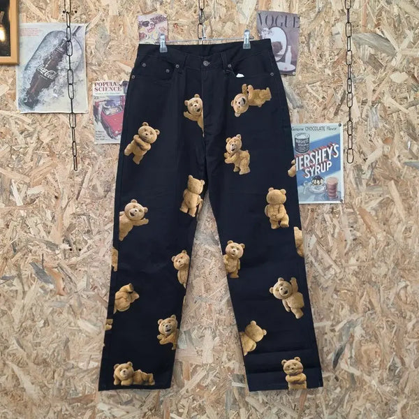 [BUNJANG] Rapper Teddy Bear Printing Cotton Pants Size 32 / 라퍼 곰돌이 테디베어 프린팅 팬츠 32