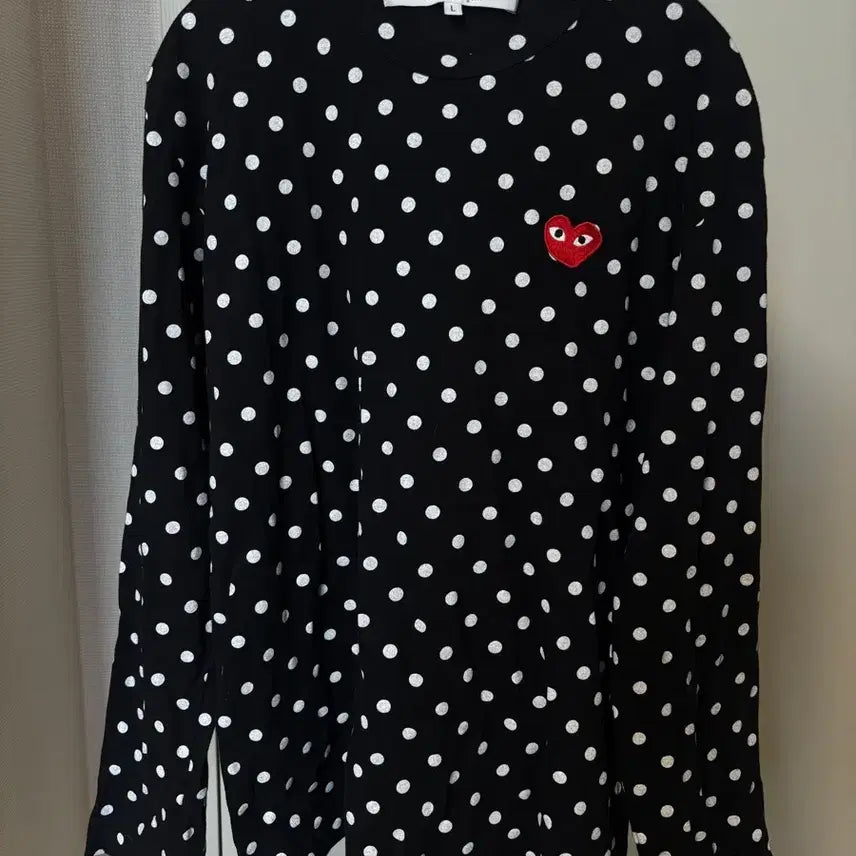 [BUNJANG] Comme des Garçons PLAY Polka Dot Long Sleeve T-Shirt Black / 꼼데가르송 플레이 도트 긴팔티 블랙