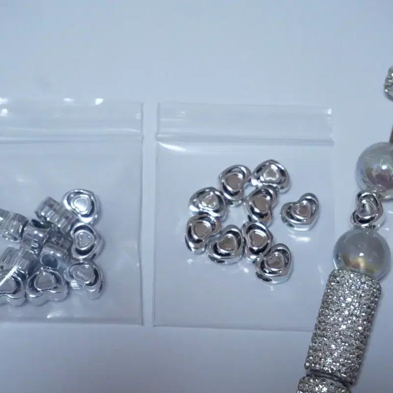 [BUNJANG] Silver Double Heart Charm Beads / DIY 실버 이중하트 참 비즈