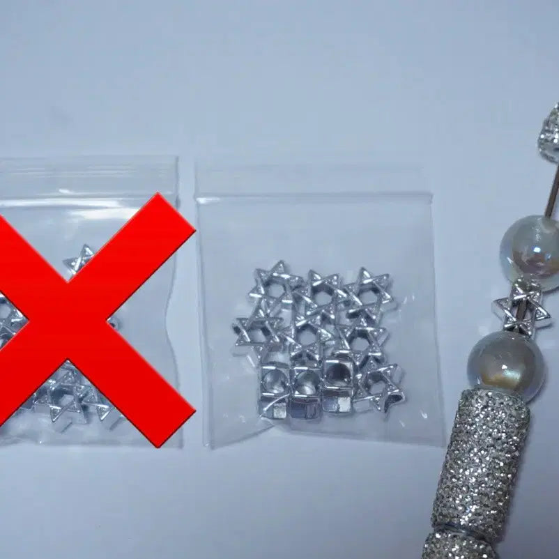 [BUNJANG] Silver Star Charm Beads for DIY Crafts / DIY 실버 별 참 비즈