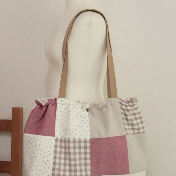 [BUNJANG] Handmade Mori Girl Patchwork Tote Bag / 핸드메이드 모리걸 밴딩 패치워크 가방 빅백