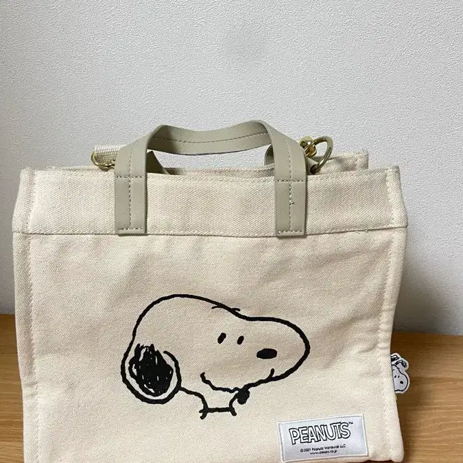 [BUNJANG] Snoopy Beige Canvas Eco Bag / 스누피 에코백 베이지