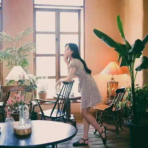 [BUNJANG] MilkCocoa Girlish Cotton Check Dress / [밀크코코아] Girlish cotton check dress
