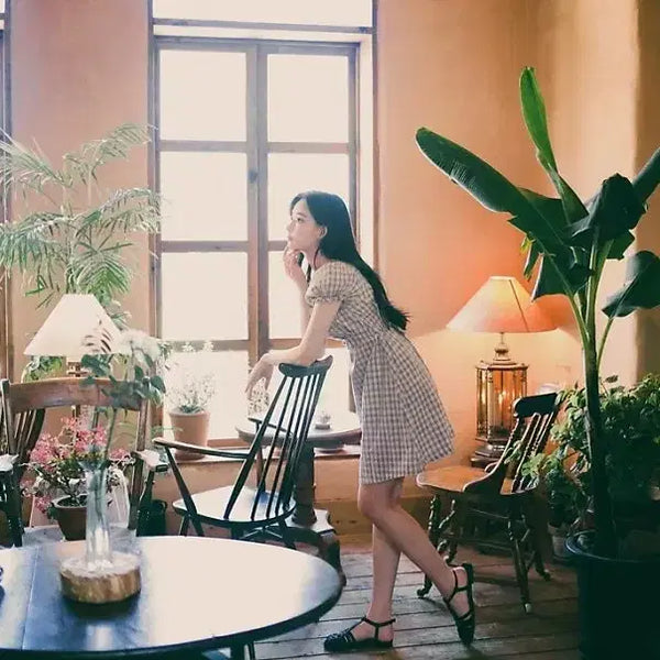 [BUNJANG] MilkCocoa Girlish Cotton Check Dress / [밀크코코아] Girlish cotton check dress