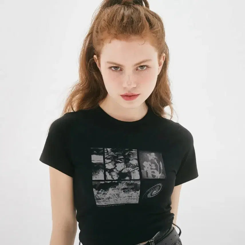 [BUNJANG] Nasty Fancy Club Black Graphic Crop Top / 네스티팬시클럽 블랙 그래픽 크롭티