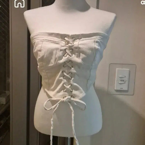 [BUNJANG] Cloud Emotion Corset Top / 교환 클라우드이모션 코르셋 탑 (휴양지 원피스 클럽룩 청순 섹시