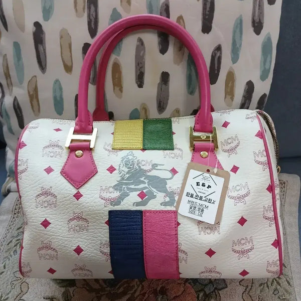 [BUNJANG] MCM Visetos Speedy Bag Pink/White / MCM 비세토스 스피디 백 핑크/화이트(새상품)