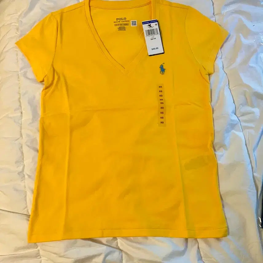 [BUNJANG] V-Neck Polo Round Short Sleeve T-Shirt / 브이넥 폴로 라운드반팔여성용 새상품