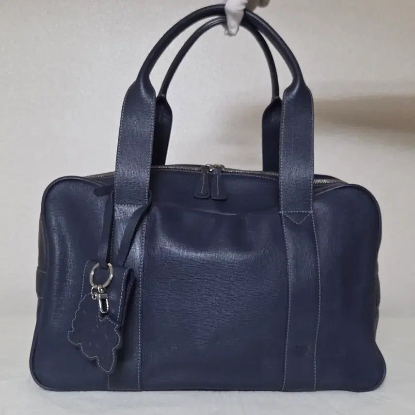 [BUNJANG] MCM Boston Bag Tote Bag Navy Natural Cowhide Leather / [정품] MCM 가방 보스턴백 토트백