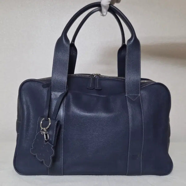 [BUNJANG] MCM Boston Bag Tote Bag Navy Natural Cowhide Leather / [정품] MCM 가방 보스턴백 토트백